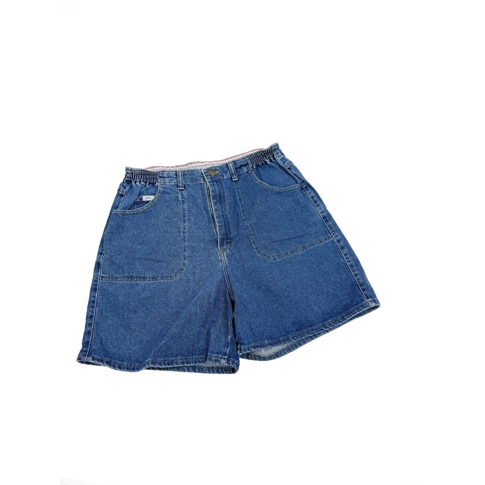 Lee Denim Shorts Women 14M Blue Original Jeans Elastic Waist High Rise 0168